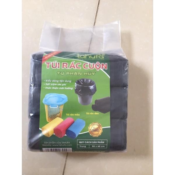 Túi đựng rác cuộn tự phân huỷ sinh học 3 cuộn 1kg 55 x 65cm hàng Việt Nam không mùi - Hàng dày dai