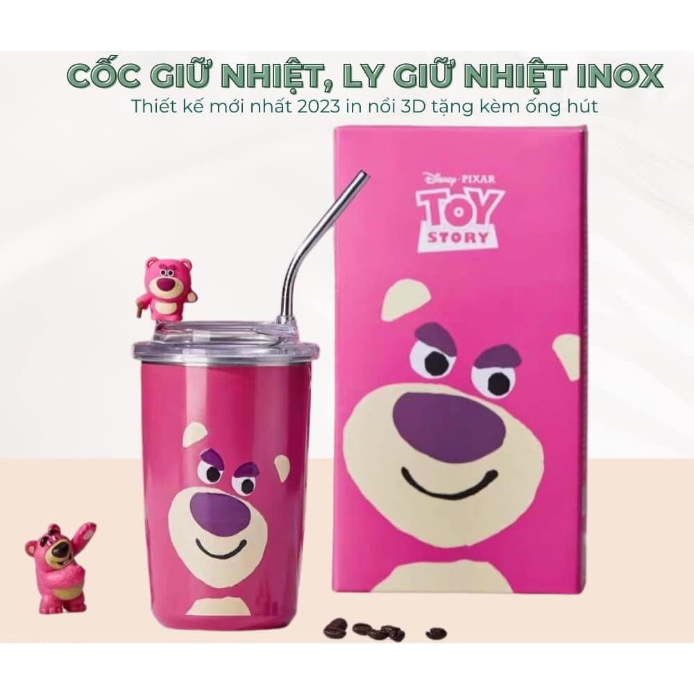 LY GIỮ NHIỆT HÌNH GẤU LOTSO HỒNG SIÊU CƯNG - CỐC GIỮ NHIỆT NÓNG LẠNH INOX 304 CHỐNG GỈ KÈM ỐNG HÚT DUNG TÍCH 450ML