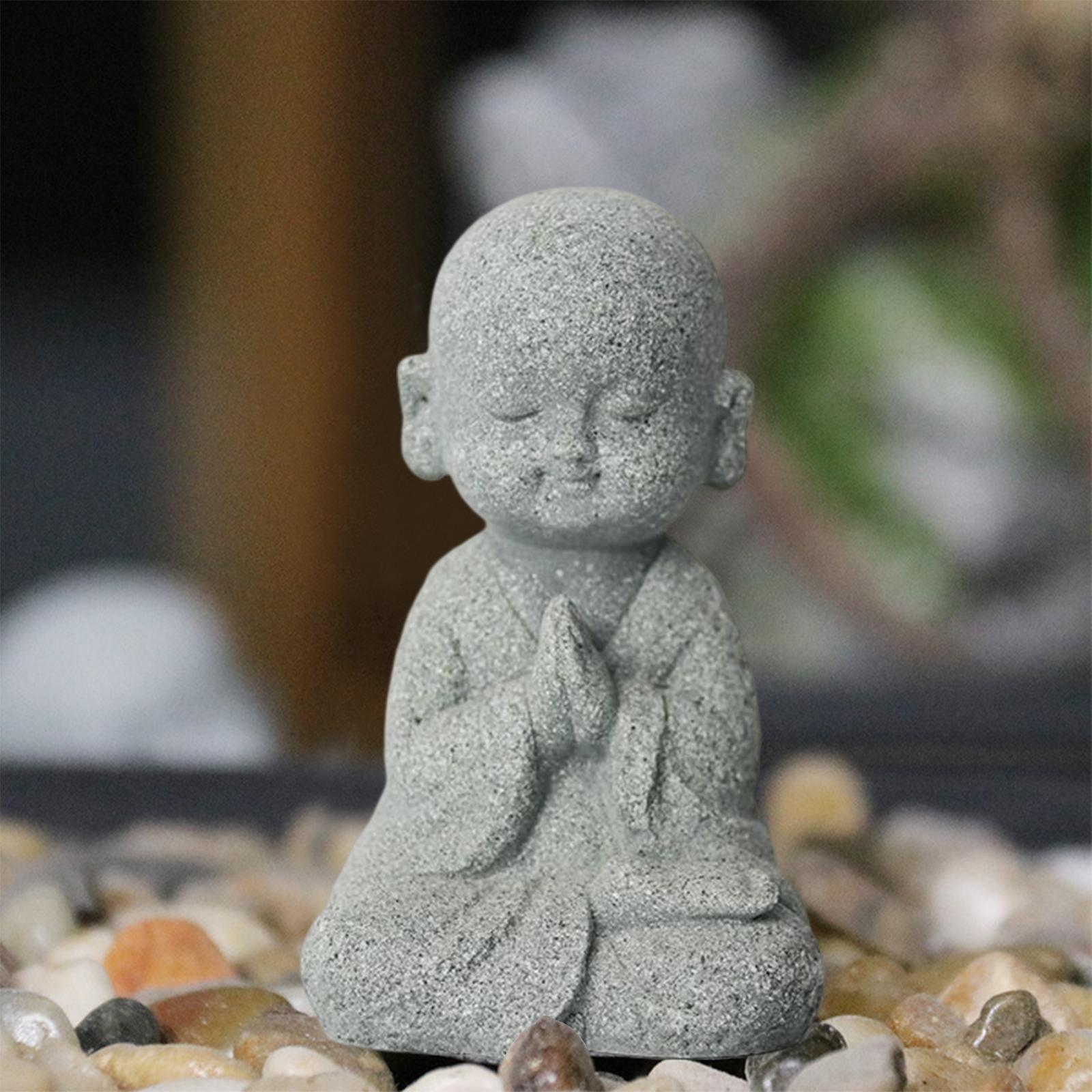 Sandstone Buddha Monk Statue Figurines for Flower Pot Decor Sculptures