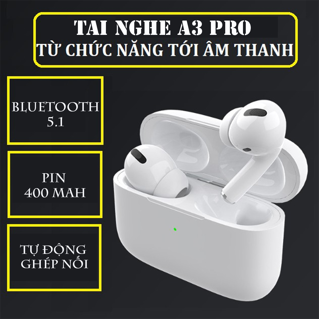 Tai Nghe Không Dây Bluetooth 5.0 TWS A3 Pro Tích Hợp Micro Tự Động Kết Nối Âm thanh siêu chất -4121