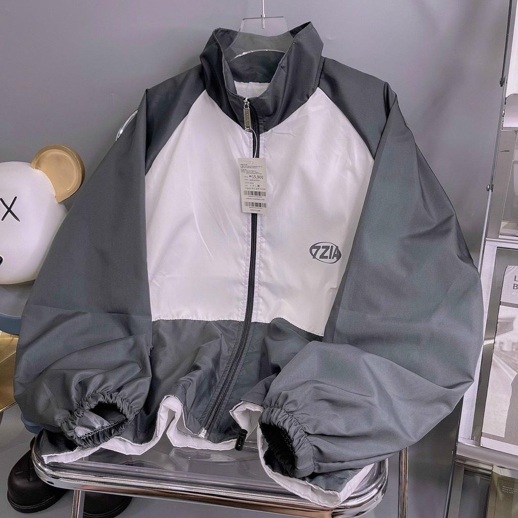 Áo khoác dù nam nữ 7zia , áo khoác gió local brand unisex , jacket form rộng size us cổ cao zip 2 lớp - Gin store