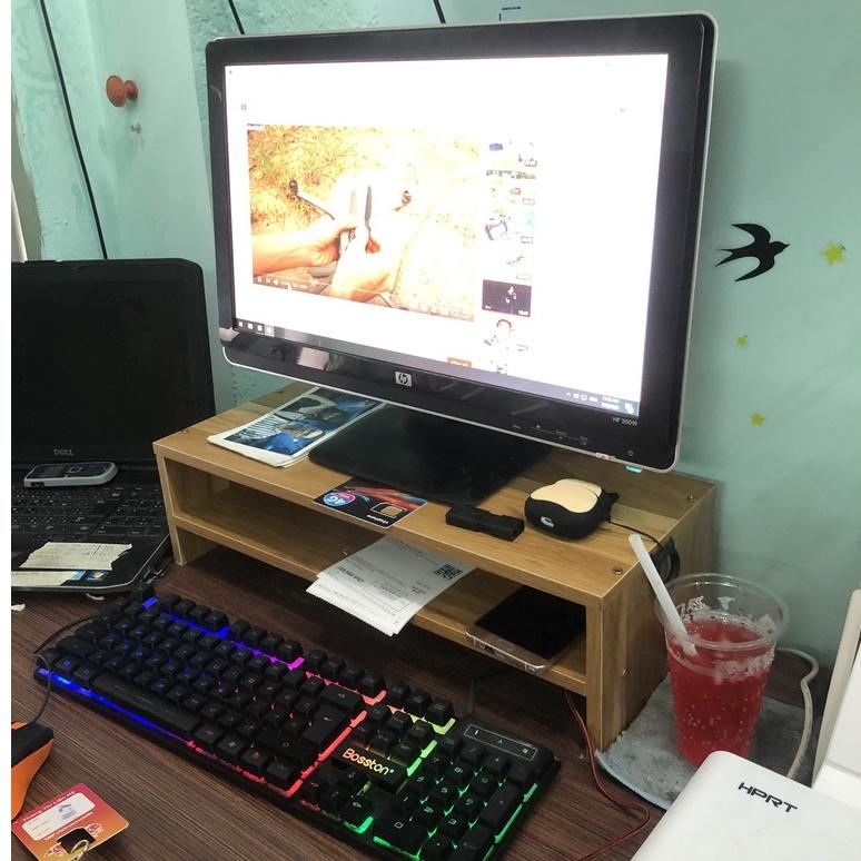 Kệ màn hình máy tính kệ để máy tính 2 tầng kệ gỗ MDF Kệ gỗ laptop 2 tầng màu Vân Gỗ