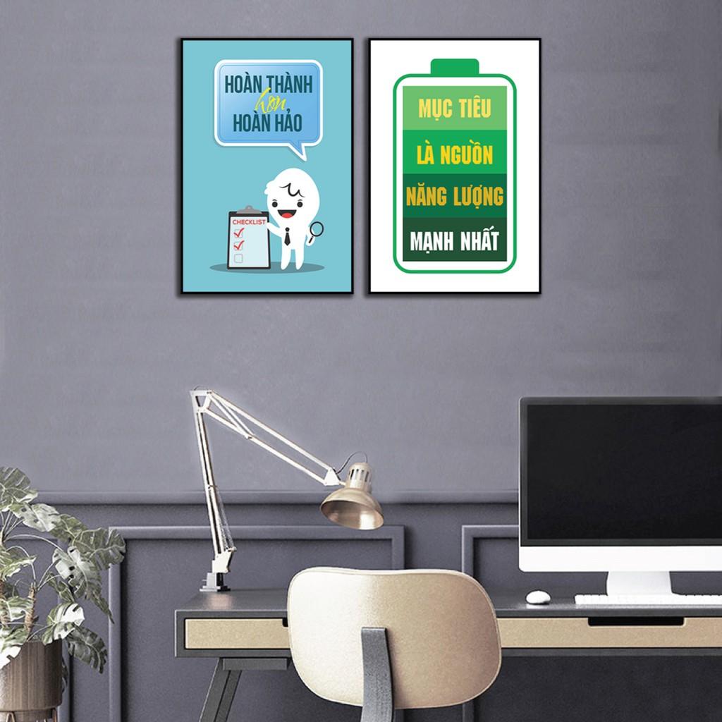 -Tranh văn phòng, tranh slogan, tranh động lực gỗ MDF - Tặng kèm đinh đa năng