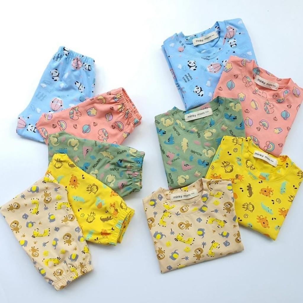 Bộ Thu Đông Dài Tay Cho Bé Bộ Minky Mom Dài Tay Cho Bé Trai Bé Gái Với Họa Tiết Siêu Đáng Yêu Chất Thun Lạnh .