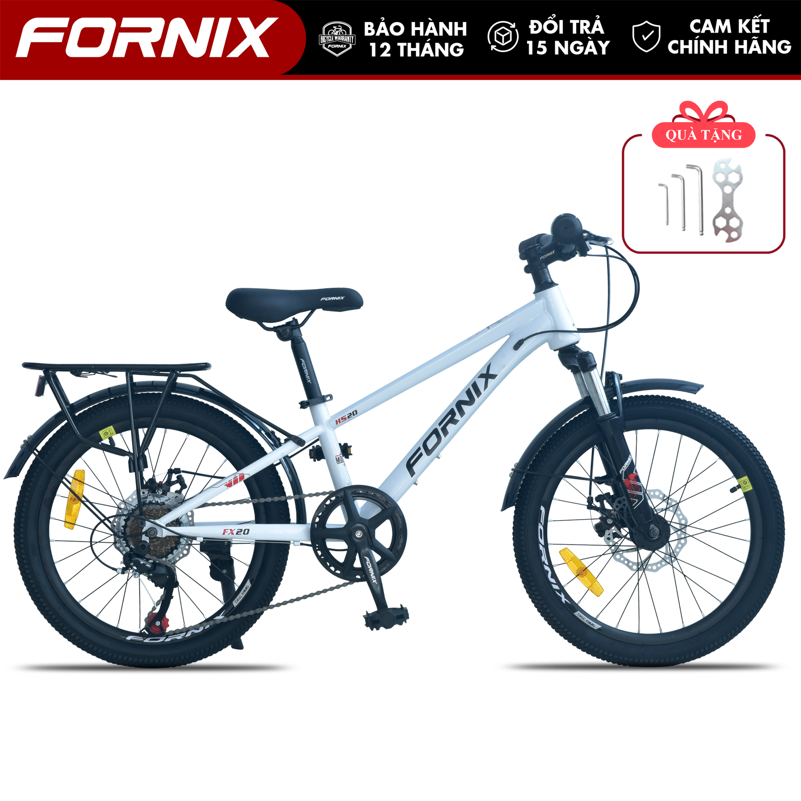 Xe Đạp Trẻ Em FORNIX HS20 Khung Thép Vòng Bánh 20 Inch Bộ Truyền Động 7 Tốc Độ 1 Đĩa 7 Líp