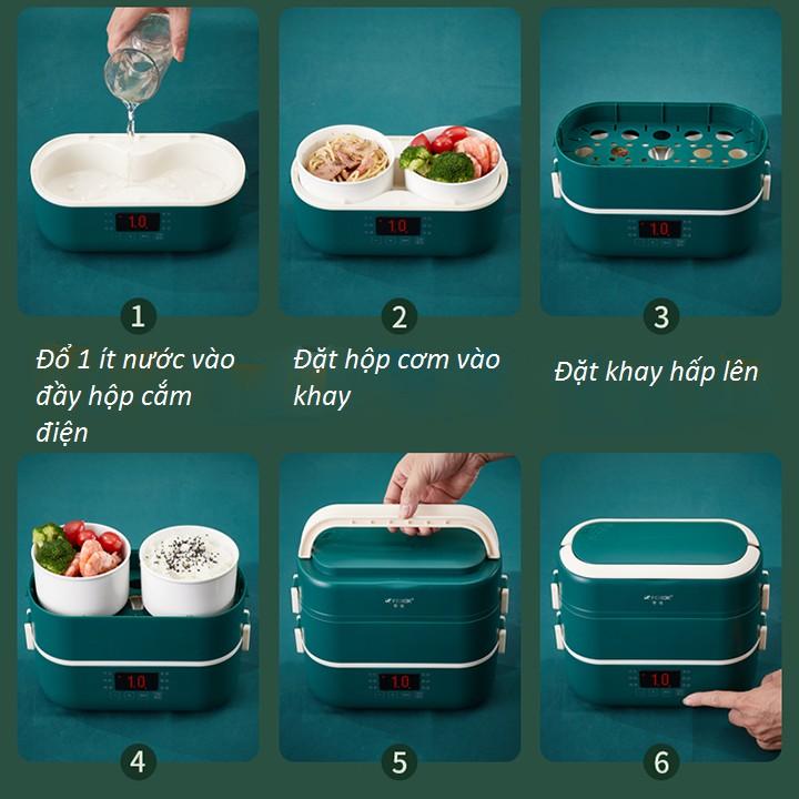 Hộp cơm văn phòng cắm điện 2 tầng hẹn giờ Peskoe gd409