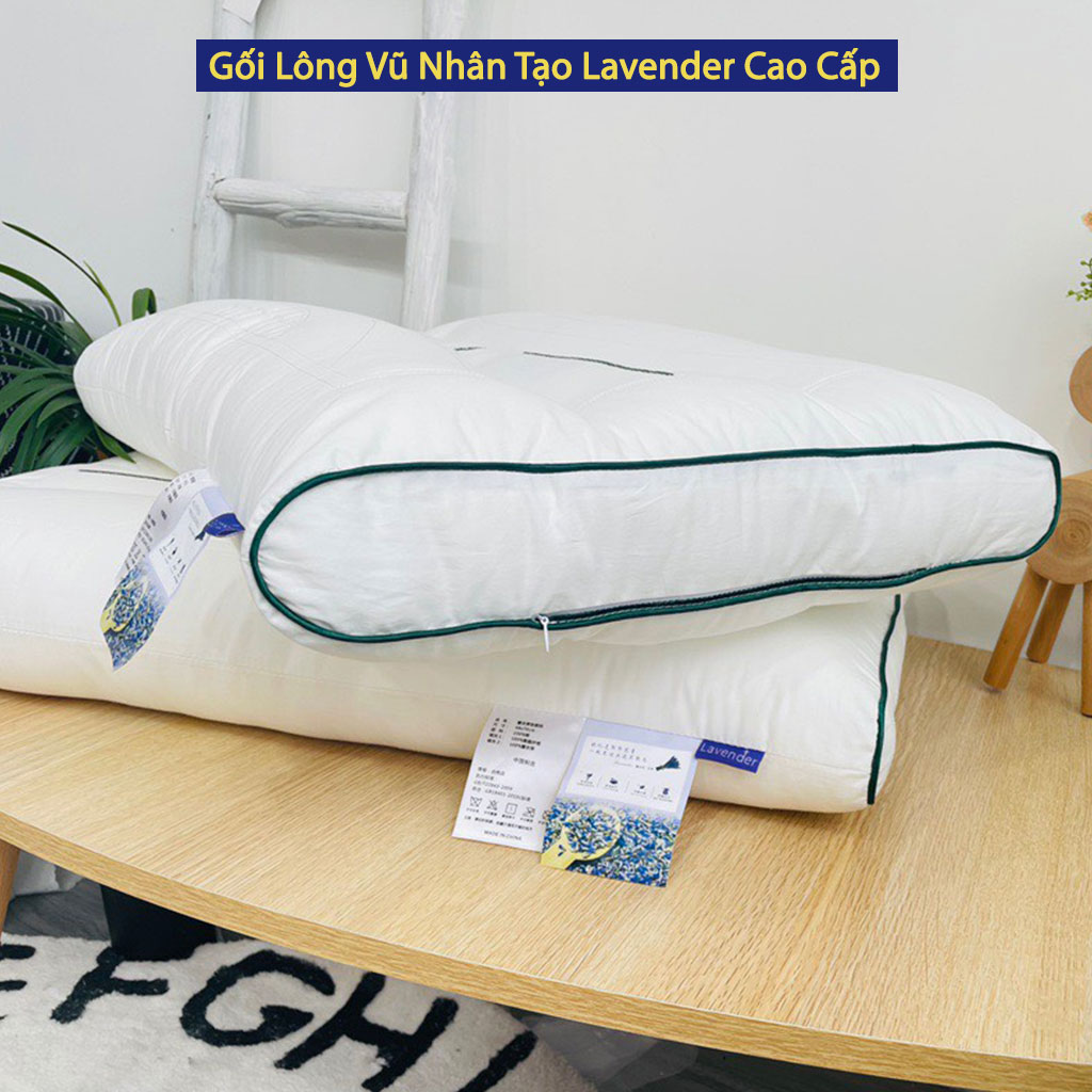 Gối Lông Vũ Nhân Tạo Lavender ANNA NGUYÊN Cao Cấp Chuẩn Khách Sạn Năm Sao