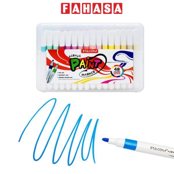 Hộp 48 Bút Dạ Màu Acrylic - Acrylic Paint Marker - Stacom PM048A