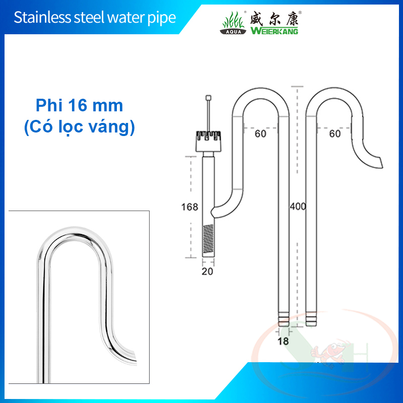 Bộ in out inox Week đầu váng xoay 12, 16 mm lọc thùng bể cá tép thủy sinh cảnh