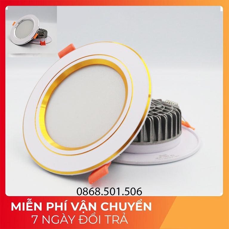 Đèn âm trần đế đúc 7w phi 90/ 9w phi 110 có 3 chế độ sáng trắng/vàng/trung tính