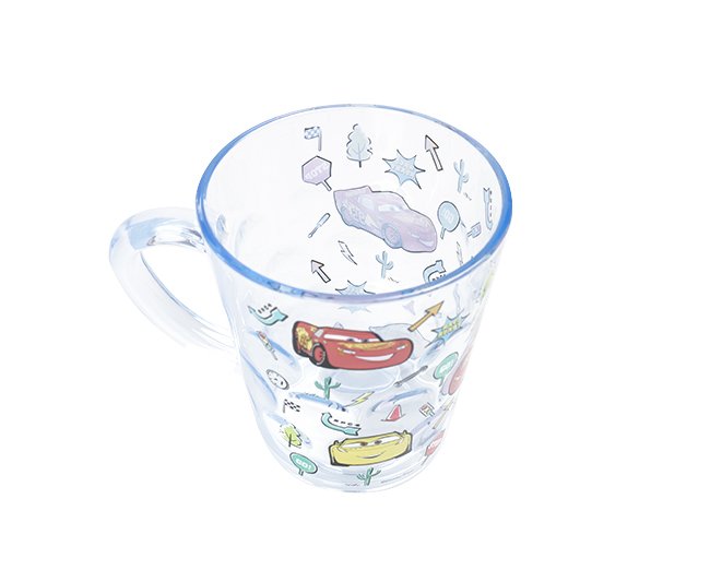 Ly quai cầm tay trong suốt hình xe đua Car 95 màu xanh siêu cute cho bé trai 260ml - 58VNDC2491