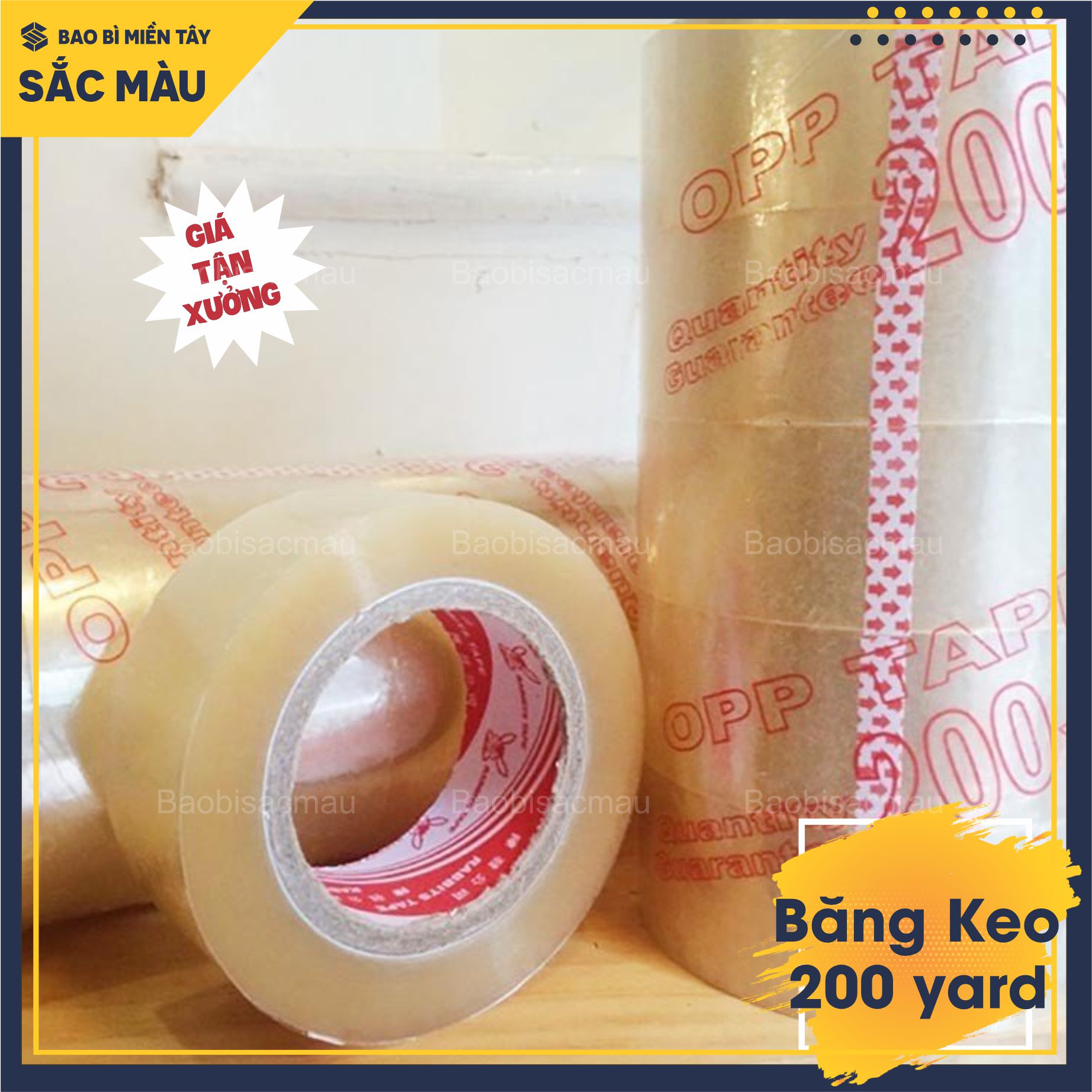 6 Cuộn băng keo/ băng dính trong 200 yard ( 2kg) chất lượng cao dùng để đóng gói hàng hóa