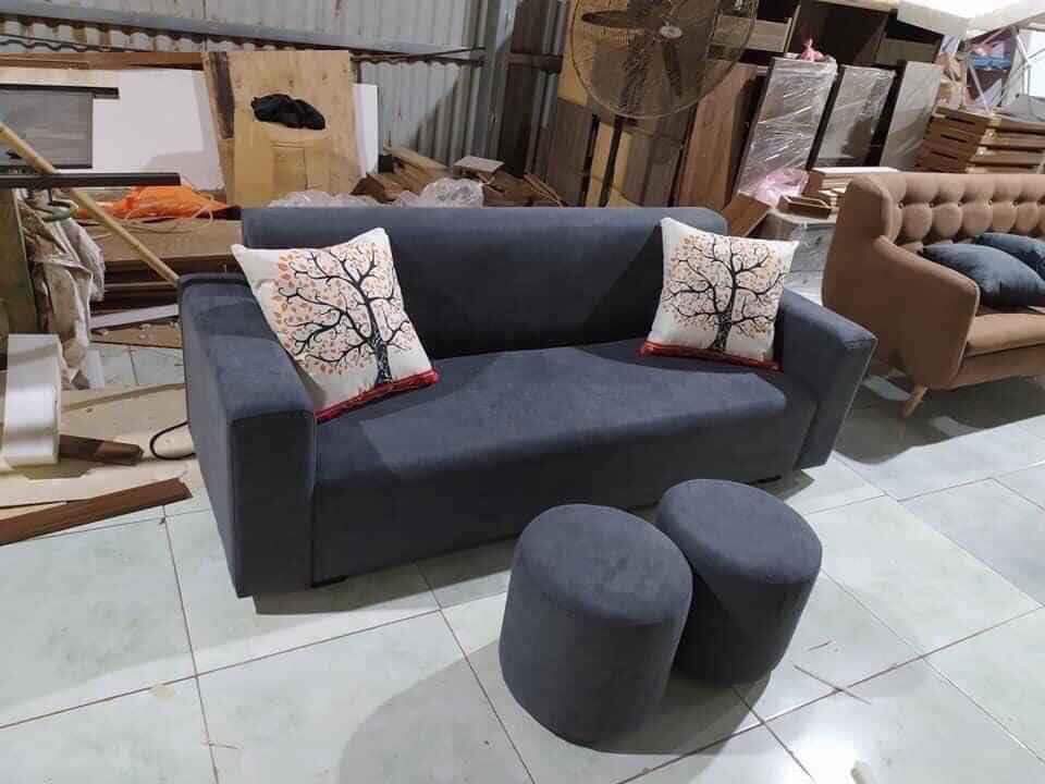 Ghế sofa văng tay vuông dài 1m6 và 1m8 kèm 2 đôn và 2 gối