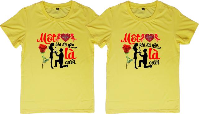 Áo Thun Đôi Họa Tiết Môt Khi Đa Yêu La Cươi Mau Vang - L - XXL
