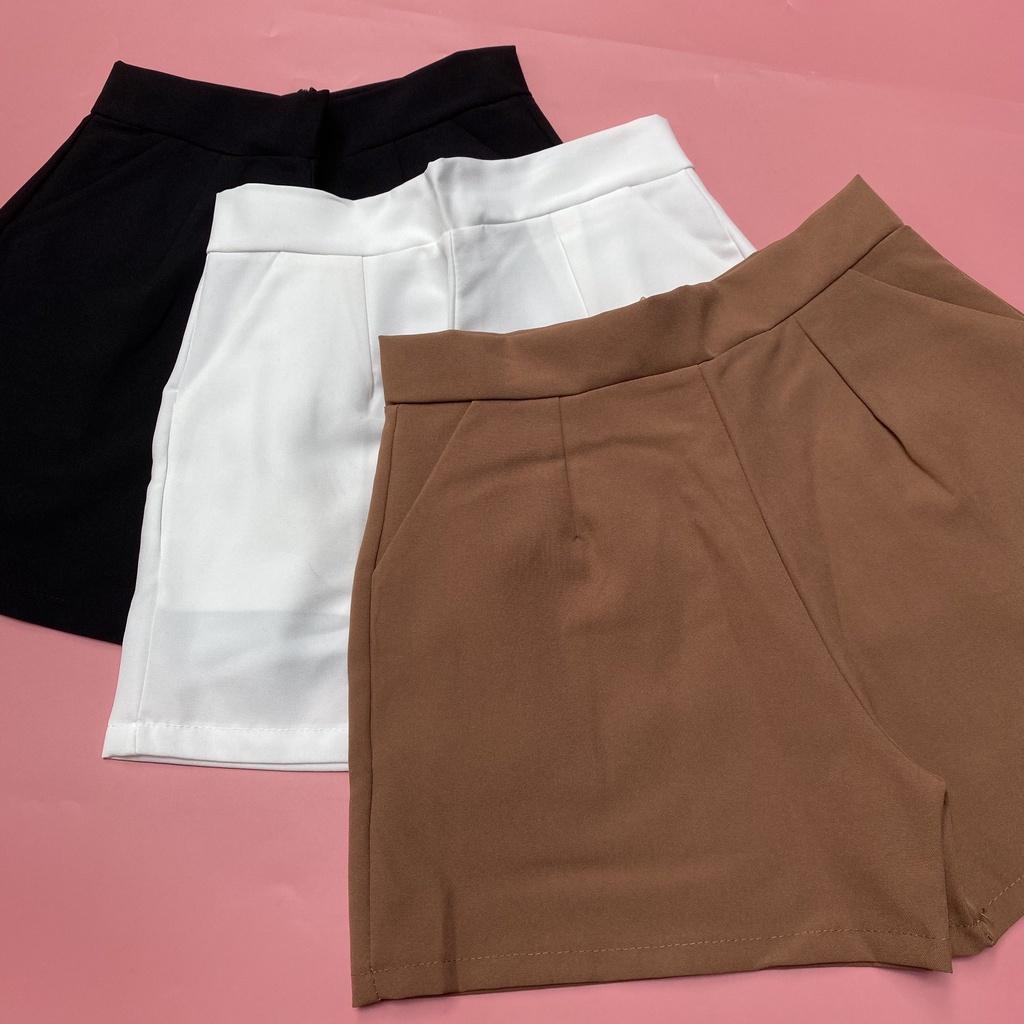 Quần Short Nữ Dáng Ngắn Khóa kéo sau Phong Cách Hàn Quốc