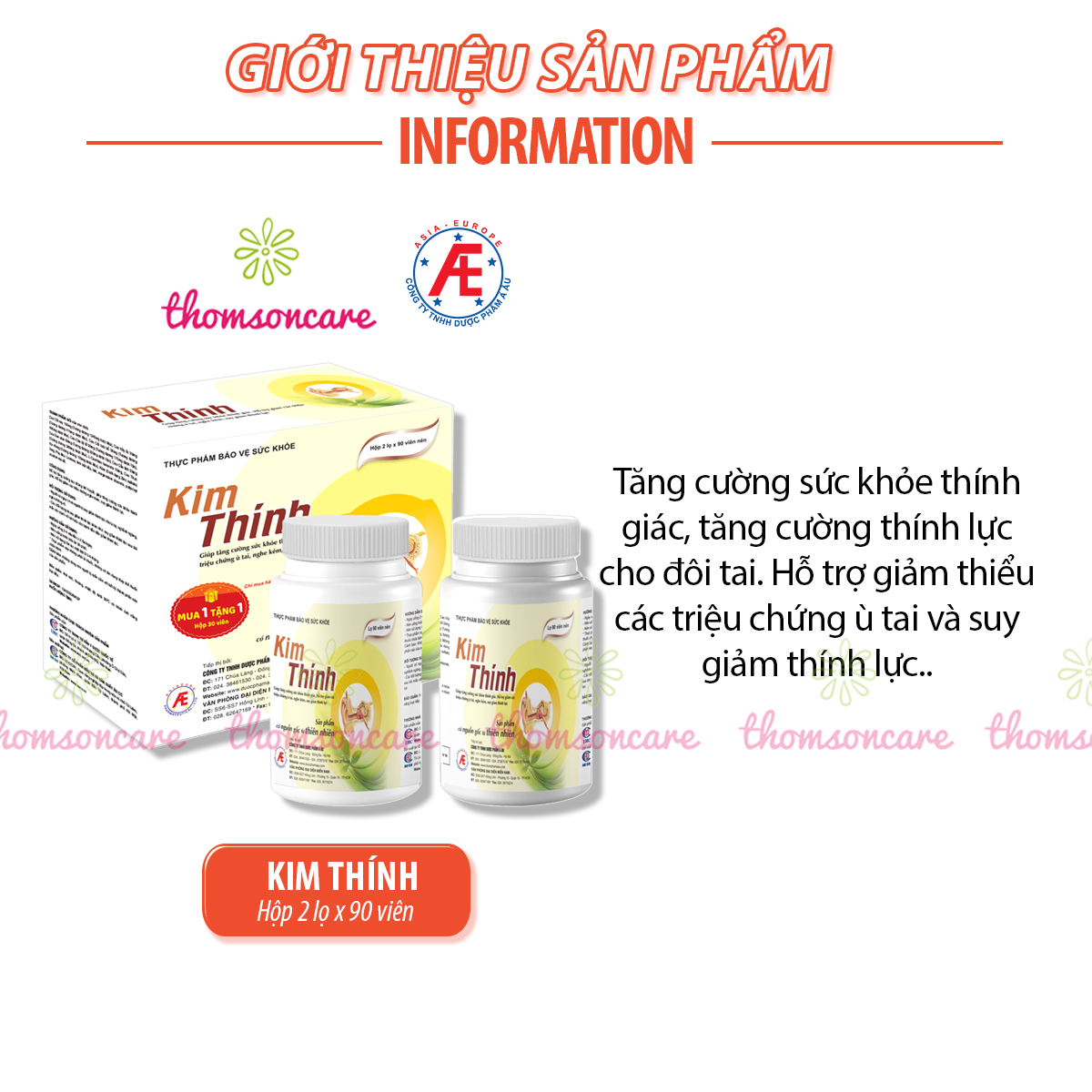 Kim thính - Dạng lọ mẫu mới tiết kiệm hơn - Tăng cường thính lực, cải thiện nghe không rõ, ù điếc tai từ thảo dược