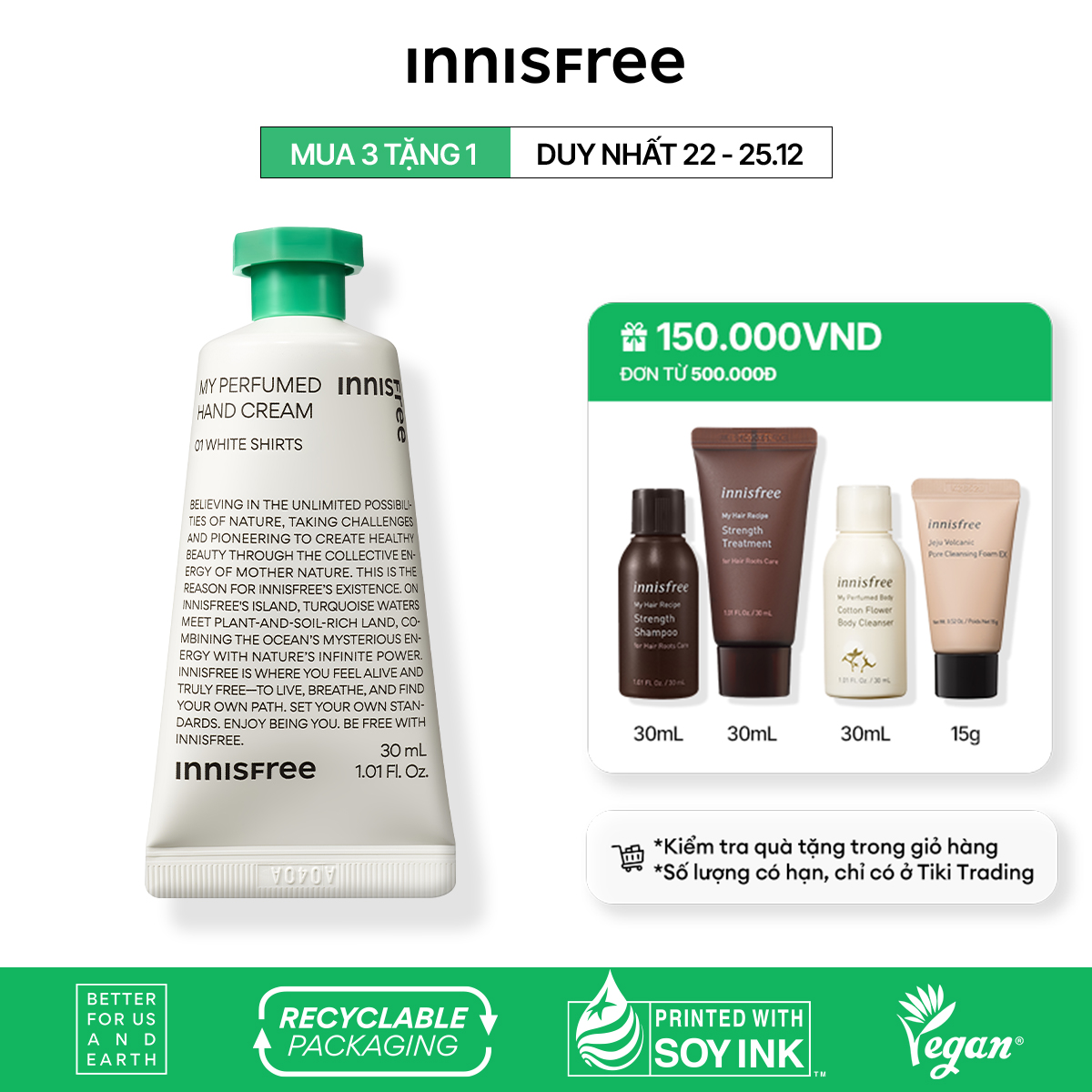 Kem dưỡng da tay hương nước hoa innisfree Jeju Life Perfumed Hand Cream 30ml
