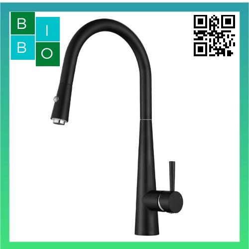 Vòi rửa chén Vòi rửa bát nóng lạnh dây rút INOX phủ NaNo màu đen