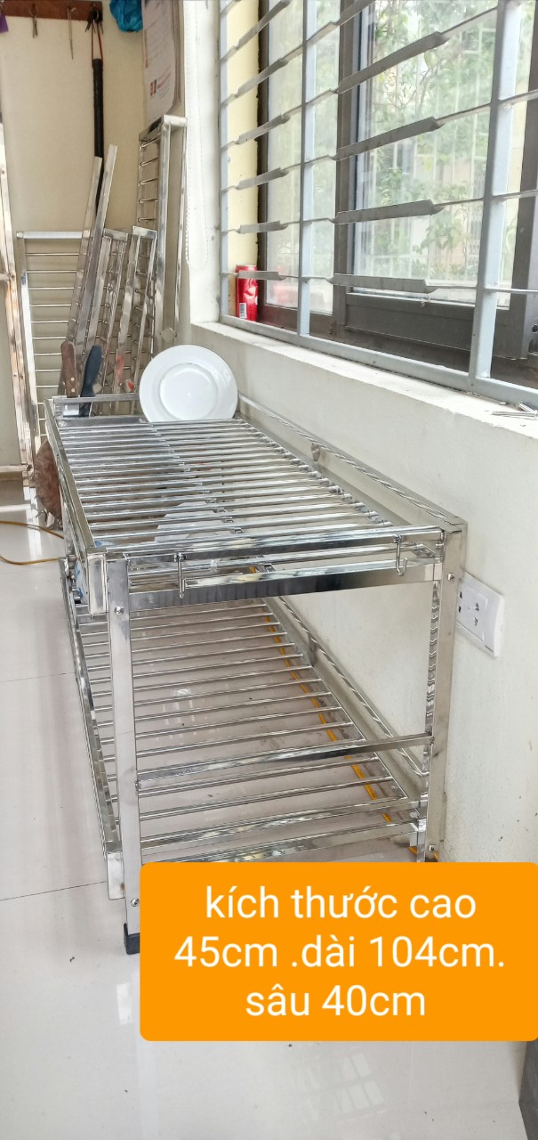 Kệ để đồ nhà bếp inox 2 tầng kt c45 ,d104 ,sâu 40