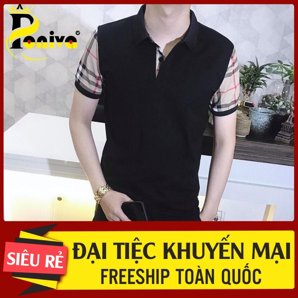 Áo Thun Nam Phối Tay Caro Nam Tính