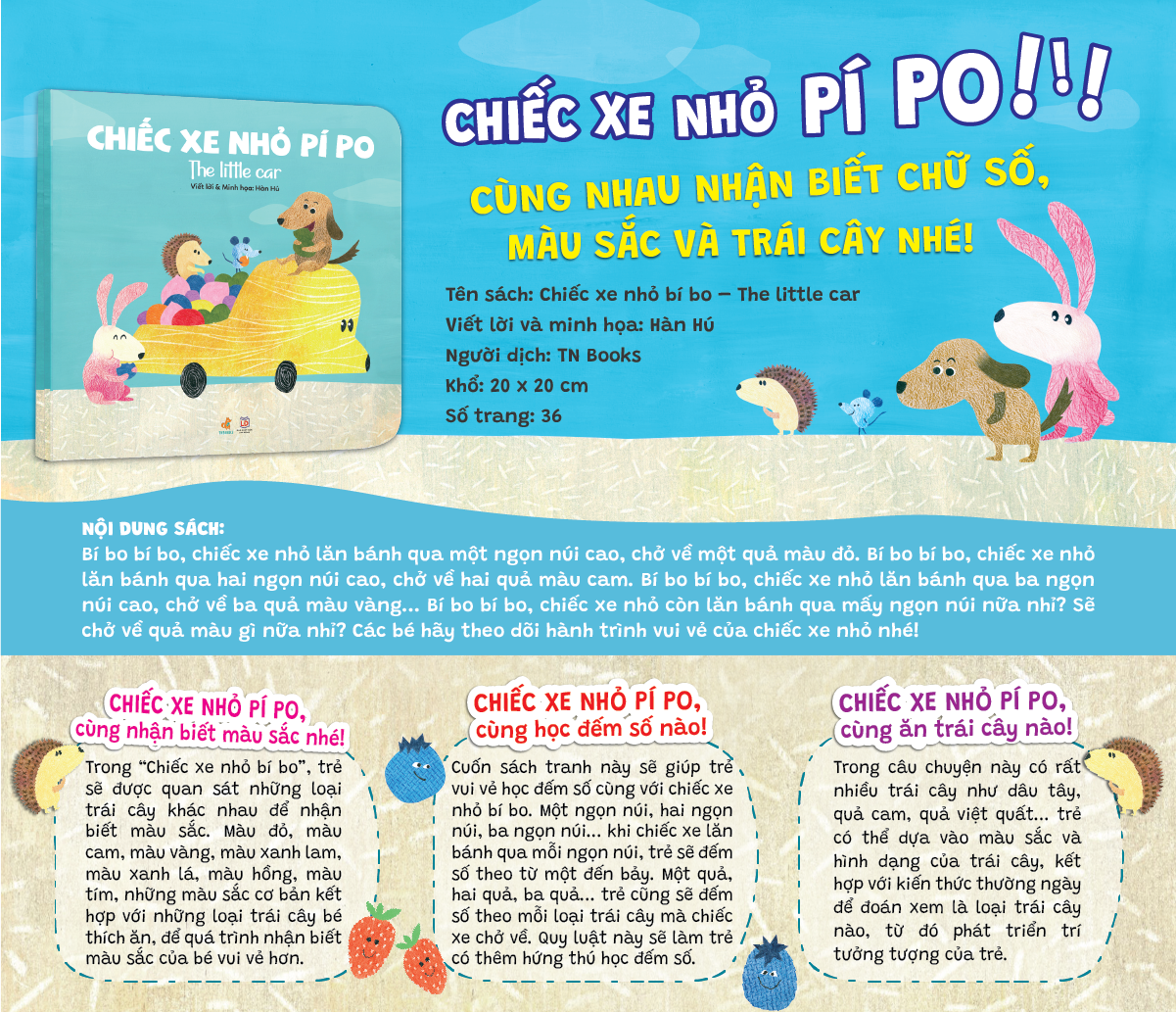 Picture Books Song Ngữ -  Chiếc xe nhỏ pí po – The Little Car - Bộ Sách Phát Triển IQ-EQ Đầu Đời Cho Bé ( 0-4 tuổi )