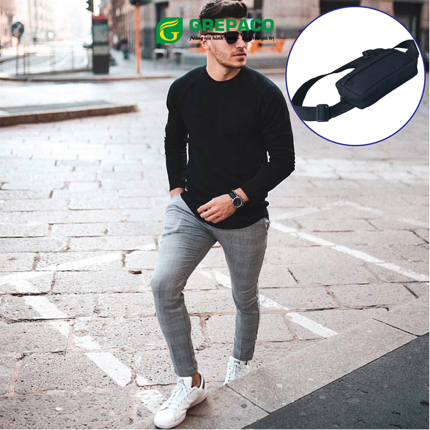 Túi Đeo Chéo Mini Tiện Lợi Grepaco Vải Bố Canvas Tote Cao Cấp Chống Thấm Nước Unisex Nam Nữ Thời Trang Phong Cách Bumbag Hàn Quốc Nhiều Ngăn Sử Dụng Đa Năng Đựng Điện Thoại Phụ Kiện - Hàng Chính Hãng.