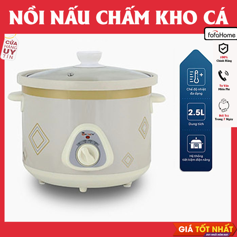 Nồi Kho Cá- Nồi Nấu Cháo Chậm Đa Năng 2,5L Nhỏ Gọn Giao Màu Ngẫu Nhiên Hàng Nhập Khẩu