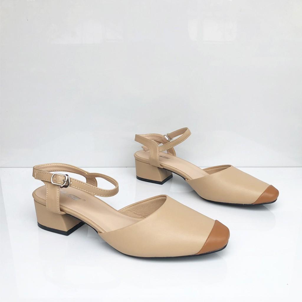 Sandal gót 3p phối mầu 21341