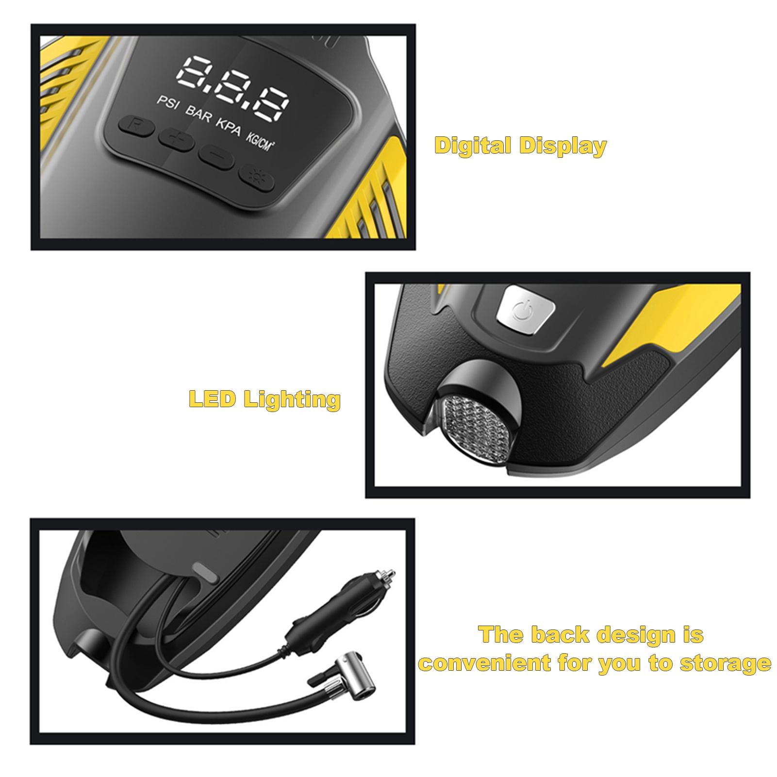 Portable Air Compressor Tire Inflator, DC 12V Digital Air Pump for Car Tires, Bicycle and Other Inflatables, Auto Air