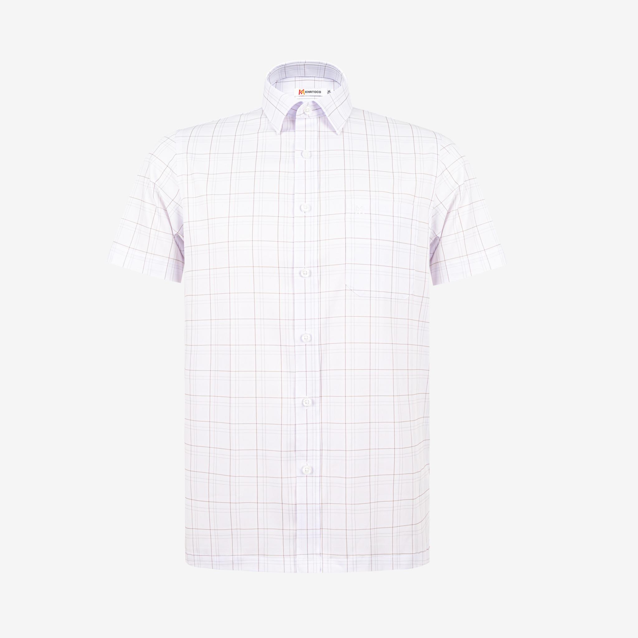 Áo sơ mi nam KHATOCO Tailor Fit ngắn tay A1MN538T2-CNCR853-2711-N