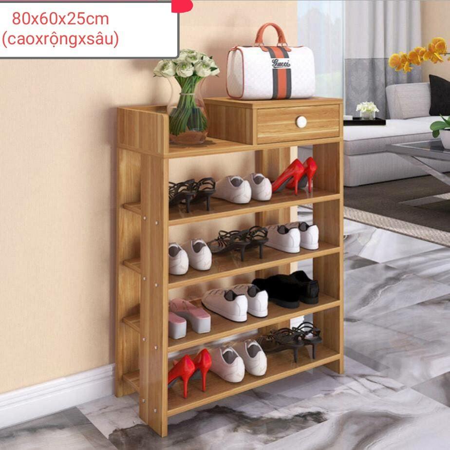 Kệ Giày Gỗ 5 Tầng MDF Có Ngăn Kéo Để Đồ Lắp Ghép Siêu Tiện Dụng - Kệ để giầy dép cao cấp đa năng