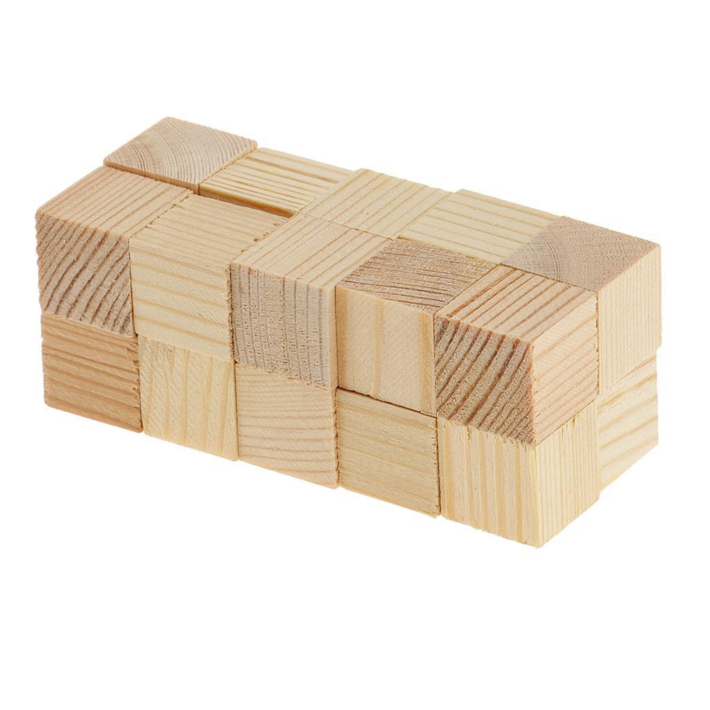 3-10pack Wood Cube Blocks Puzzle Unfinished Wooden Pieces for Crafts 15mm 20