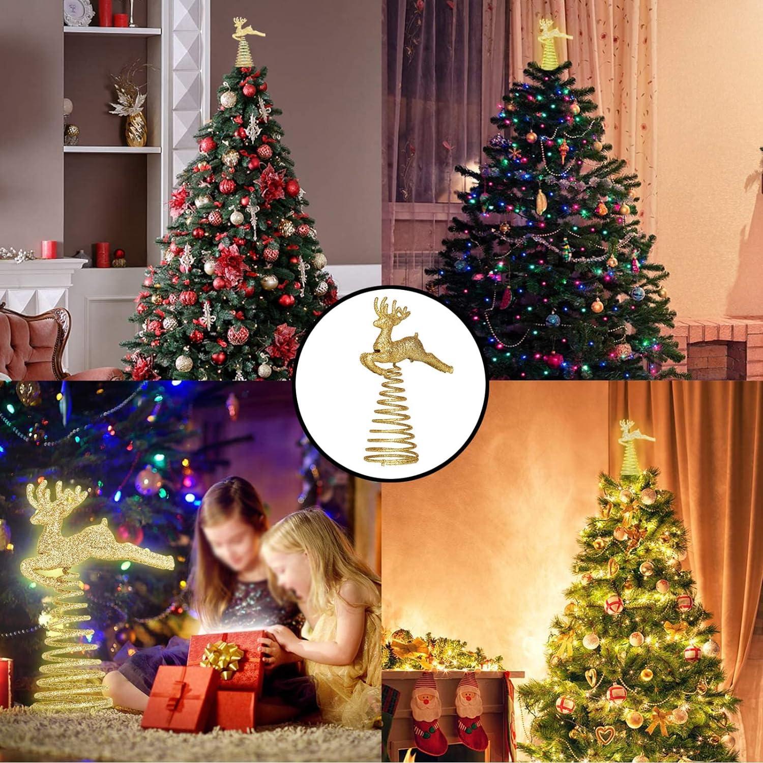 Đồ trang trí cây thông Noel Thắp sáng Đồ trang trí cây thông Noel (Vàng) Đồ trang trí cây thông Noel Cây ngôi sao có thể tái sử dụng Đồ trang trí cây thông Noel Đồ trang trí cây thông Noel bằng vàng (Noel Elk)