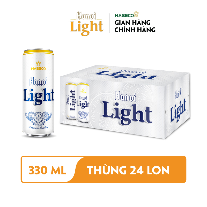 Combo 2 Thùng Bia Hanoi Light - Thùng 24 lon 330ml