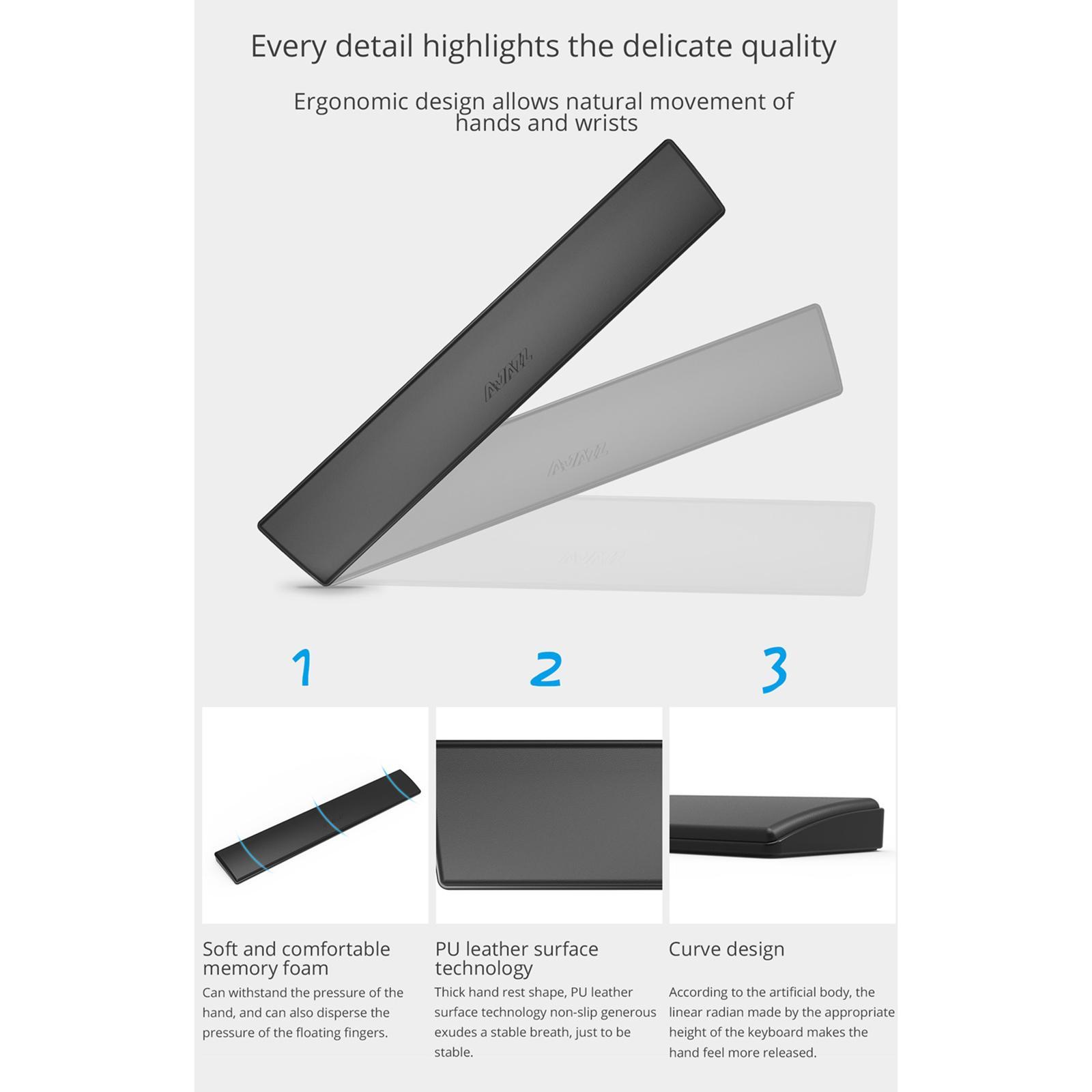 Keyboard Wrist Pad Anti-Skid PU Leather for Desktop PC 61keys white