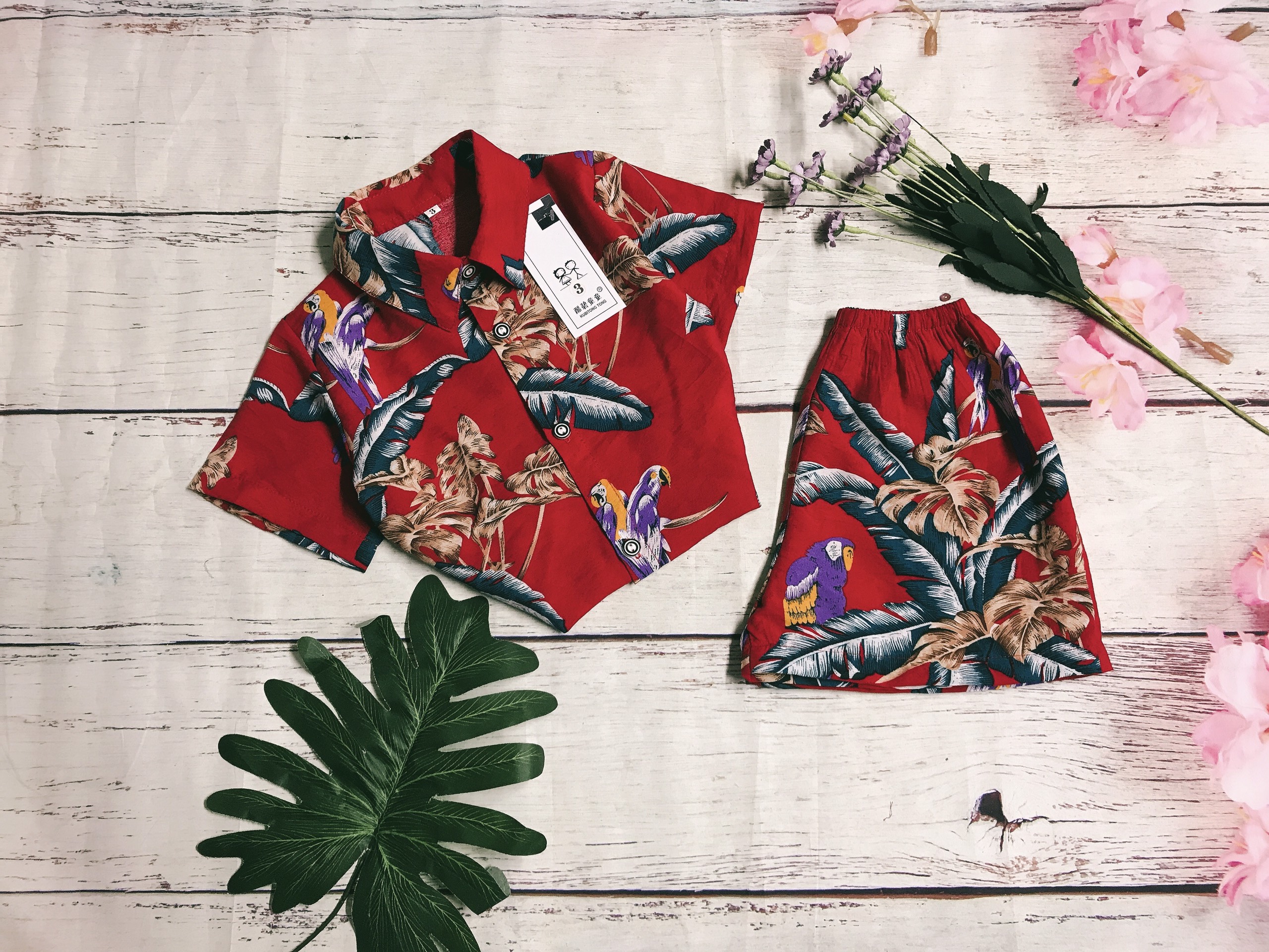 Set áo đi biển kèm quần short siêu chất cho bé
