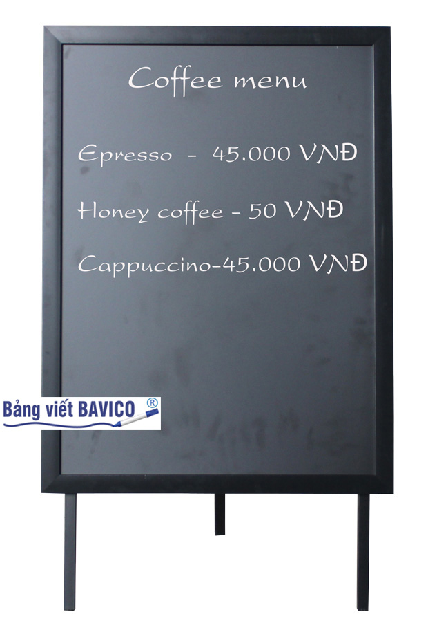 Bảng đen menu khung gỗ có chân 1 mặt Bavico