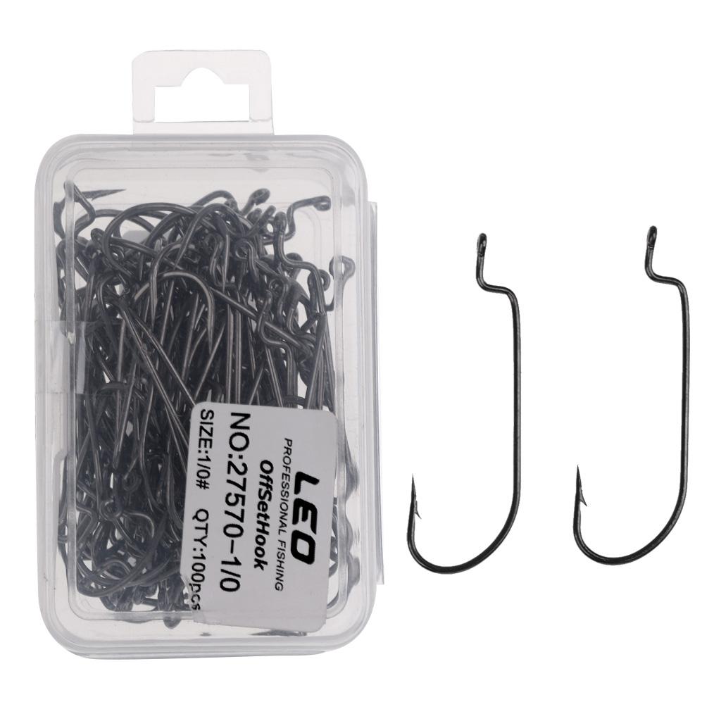 100x Carbon Steel Worm Fishing Hooks Barbed Fishhook Jig Big Fishing Hook
