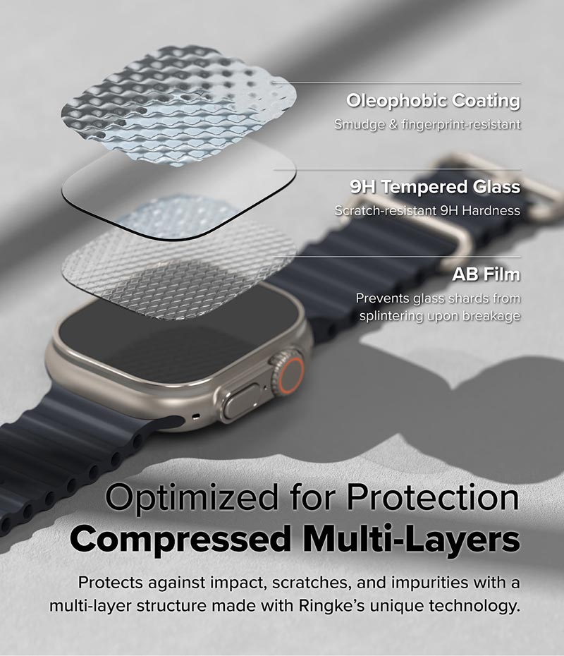 Bộ 2 dán cường lực Apple Watch Ultra 2/1 RINGKE Easy Slide Tempered Glass - Hàng Chính Hãng