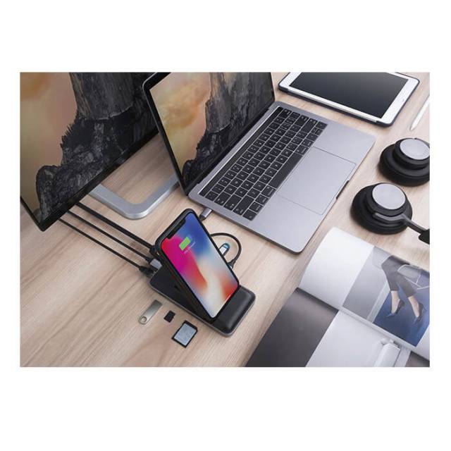 Đế Sạc Kiêm Cổng Chuyển HyperDrive 7.5W Wireless Charger USB-C Hub (HD258B) - Hàng Chính Hãng