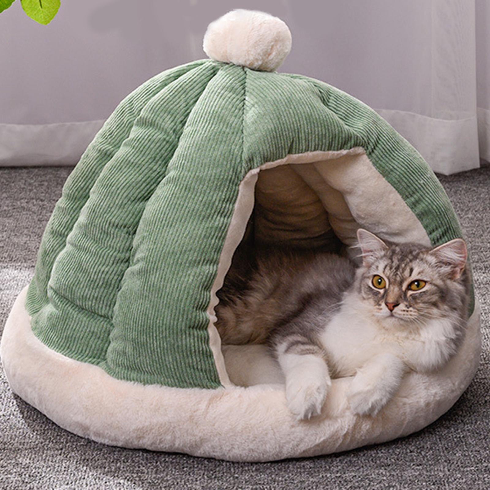 Cute Cat Bed Kitten Cave Kitten House Comfortable Portable Kitty Hut with Cushion Dog Bed Anti Slip Warm Nest Decorative Dog Kennel Pet Bed