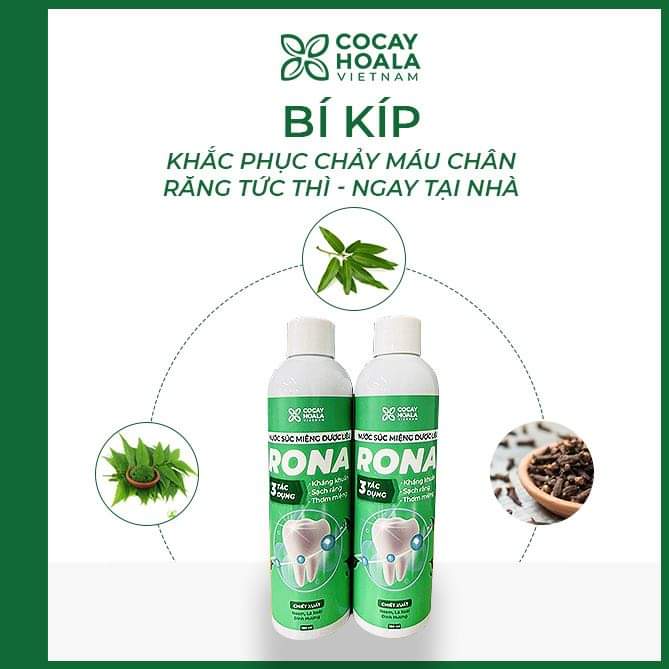 Combo 2 lọ nước súc miệng dược liệu Rona CoCayHoaLa TOP1 Giảm chảy máu chân răng, viêm lợi, nhiệt miệng, hôi miệng lâu năm chai 150ml - Hàng chính hãng