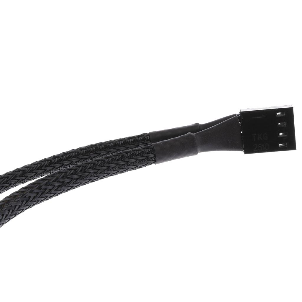 2Pcs 15cm 4pin Y Splitter Computer PC Fan Power Cable 1 to 2 Black Sleeved