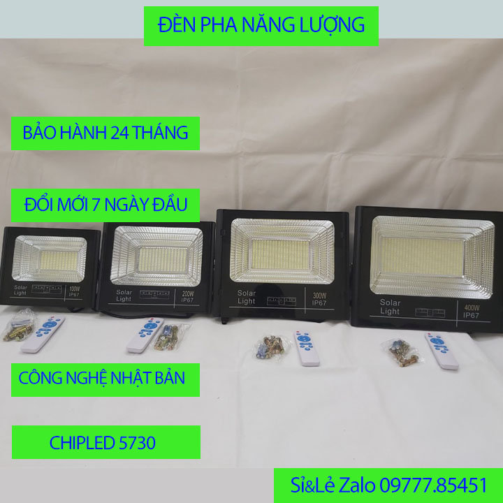 Đèn pha năng lượng mặt trời báo pin 300W