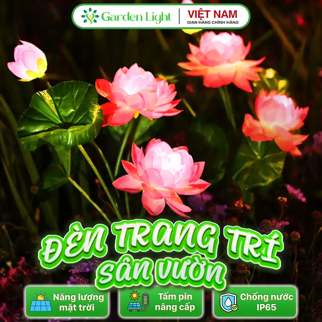Đèn trang trí năng lượng mặt trời hoa sen, tích kiệm điện, bóng siêu sáng, chống thấm nước - DA3150