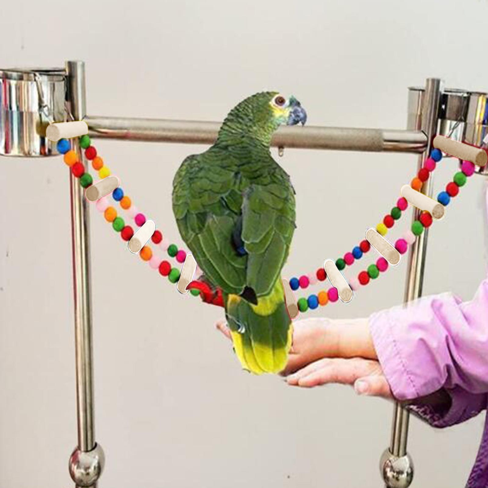Wooden Ladder Bird Cage Wood Stand Parrot Chew Toy for Canaries Pet Supplies