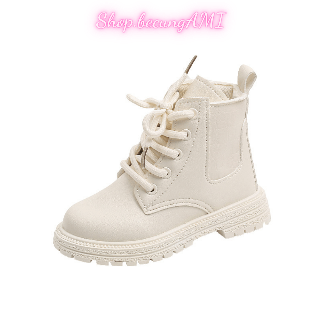 Giày bốt da cho bé trai và bé gái - Giày Boot Martin phong pách Anh Quốc cho trẻ đế mềm Giầy bốt cổ ngắn