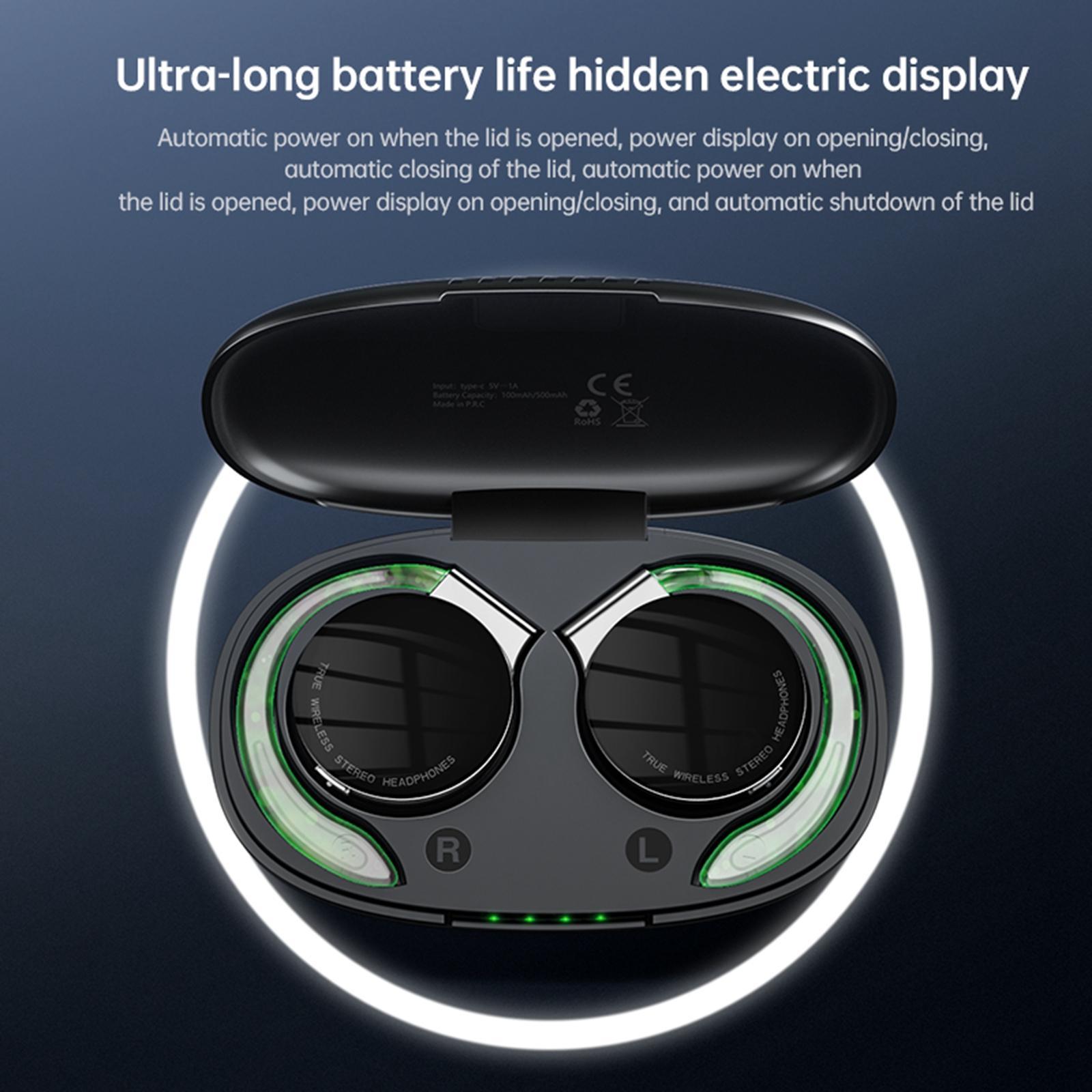 Air Conduction Headphones Earpiece  5.2 Wireless  for Workout Black