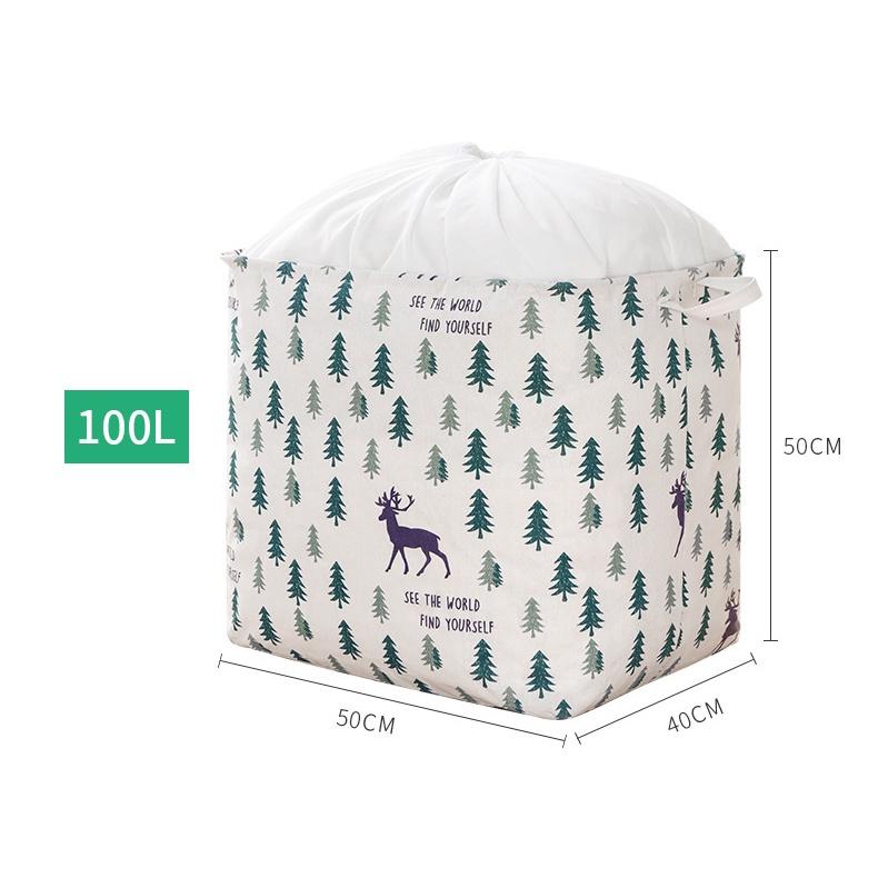 Túi Đựng Quần Áo, Chăn Màn Cỡ Lớn 100L - Sọt / Giỏ Vải Đựng Đồ Đa Năng Gấp Gọn Chống Thấm Nước
