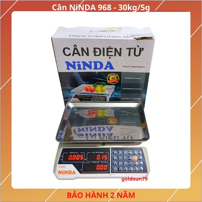 cân điện tử tính tiền NiNDA 968 ( 30Kg/5g ) mặt cân được làm bằng inox sáng bóng ( bảo hành 24 tháng )